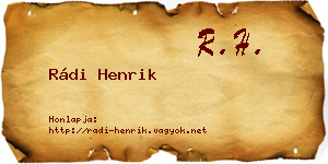 Rádi Henrik névjegykártya